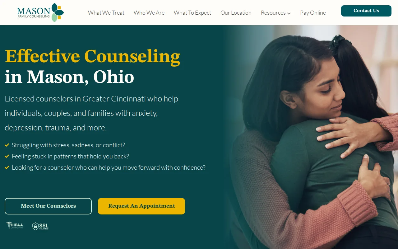 Screenshot of the Mason Family Counseling website