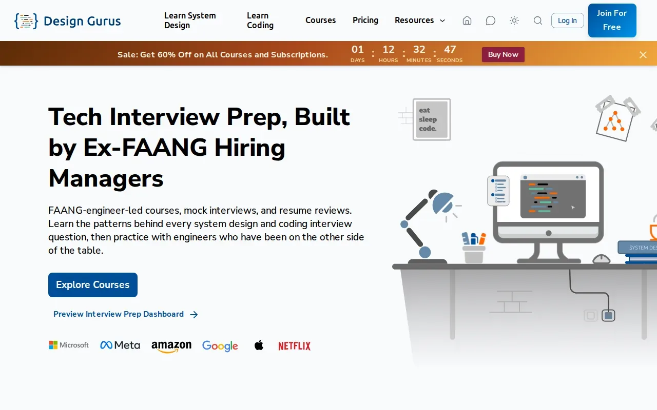 Screenshot of the Design Gurus website