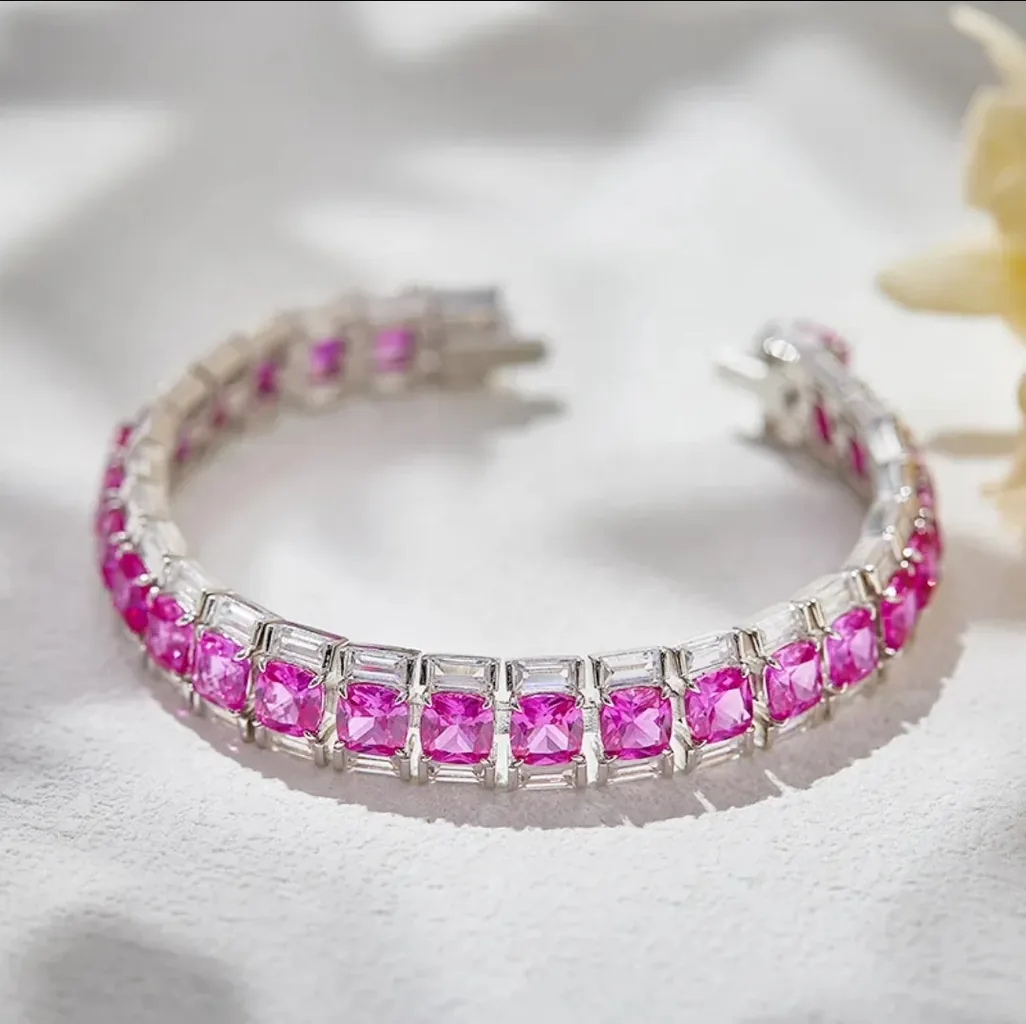 Cushion Baguette Luxury Statement Bracelet Unisex Zirconite Travel Jewelry840B101: visual reference for 2. Cushion Baguette Luxury Statement Bracelet Unisex Zirconite Travel Jewelry840B101