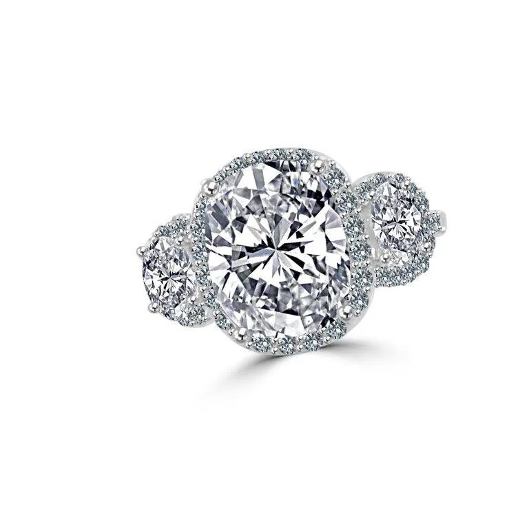 Product photo of 2.5CT Cushion Halo Diamond Veneer Cubic Zirconia Ring. 635R71683