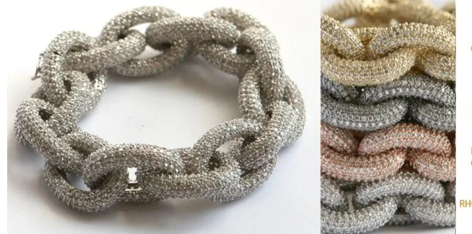 Product photo of Hand Set Cubic Zirconia pav'e large Links Zirconite Bracelet. 501B0W092