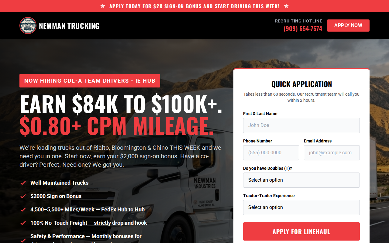 CDL Jobs Inland Empire homepage screenshot