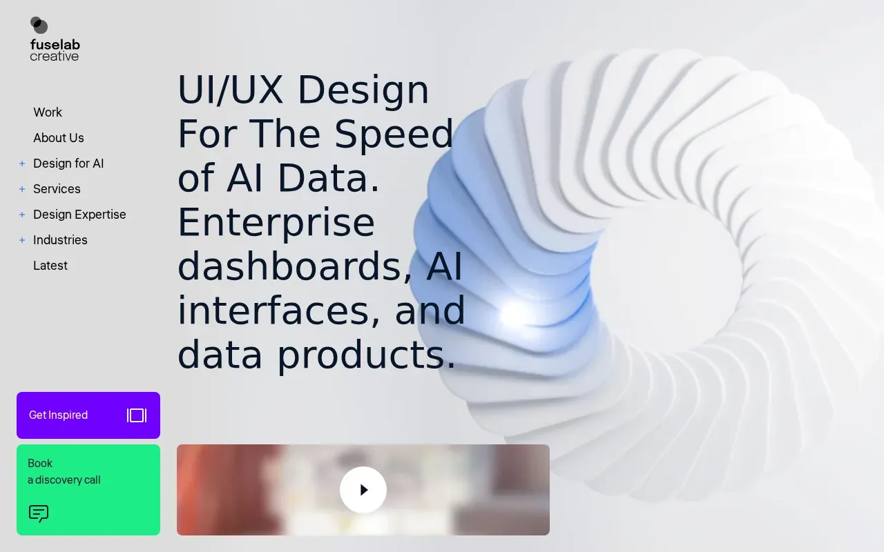 Screenshot of the Fuselab Creative: Dashboard website