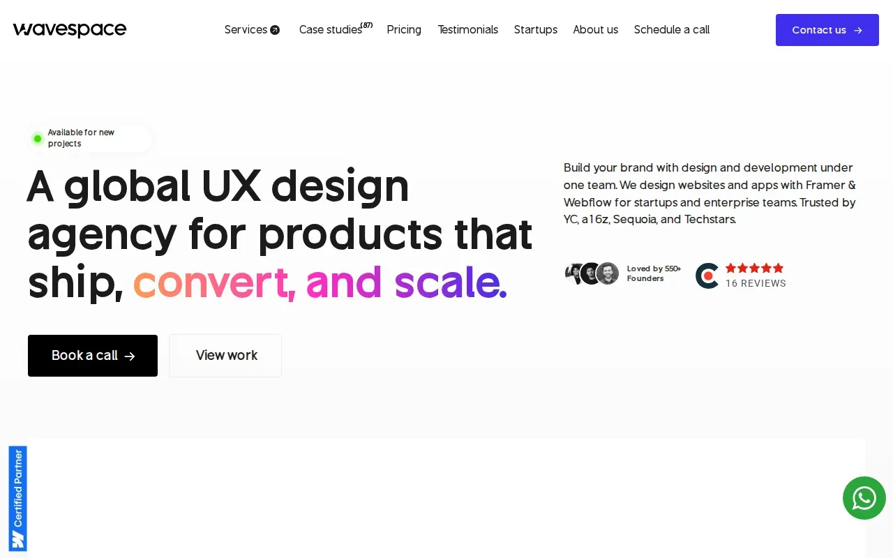Screenshot of the Wavespace website