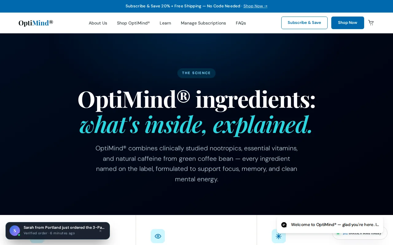 Screenshot of the OptiMind website