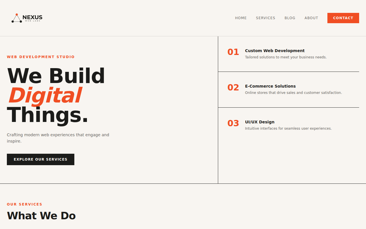 No‑Code & Low‑Code Solutions Provider homepage screenshot
