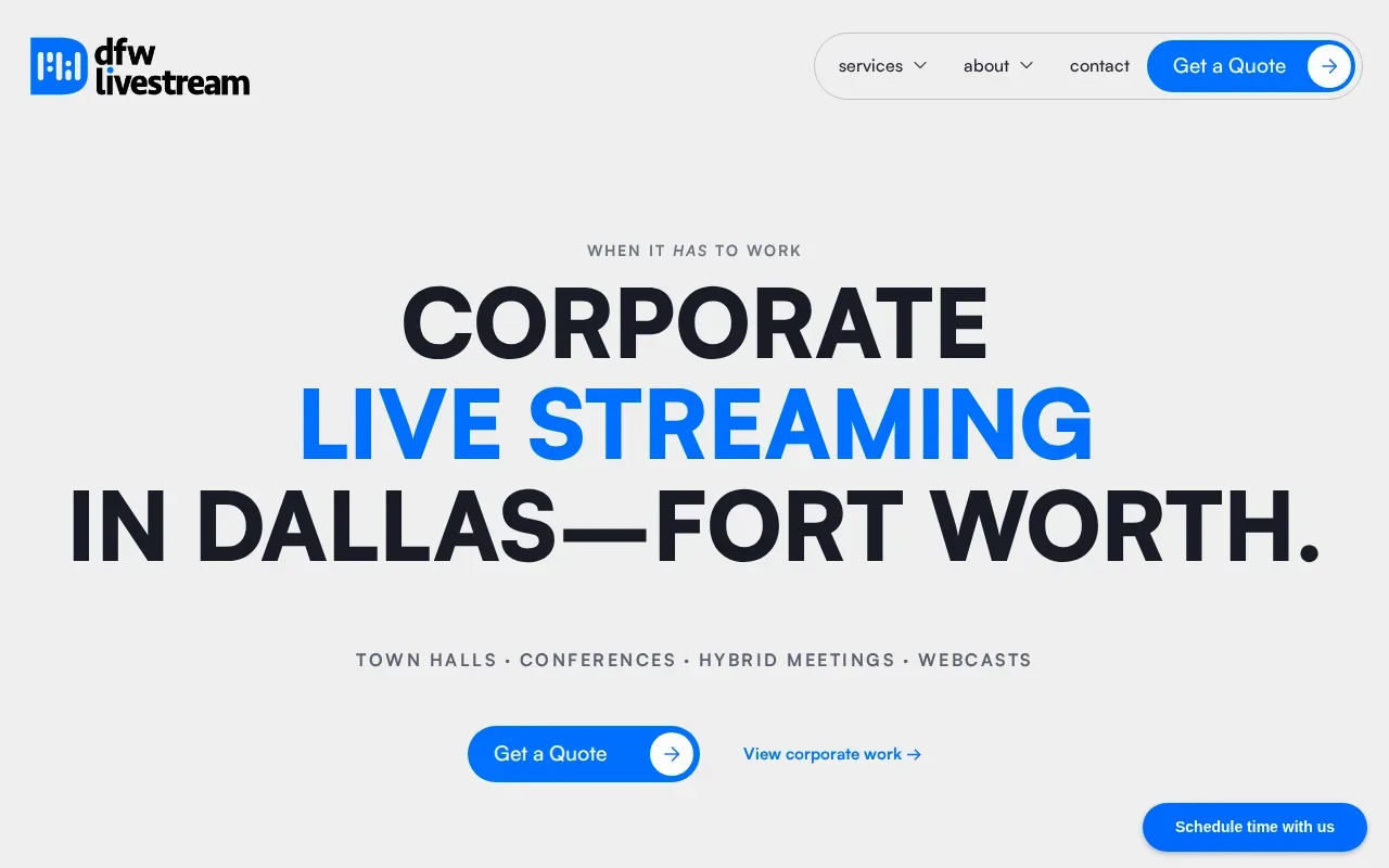 Screenshot of the DFW Live Stream website