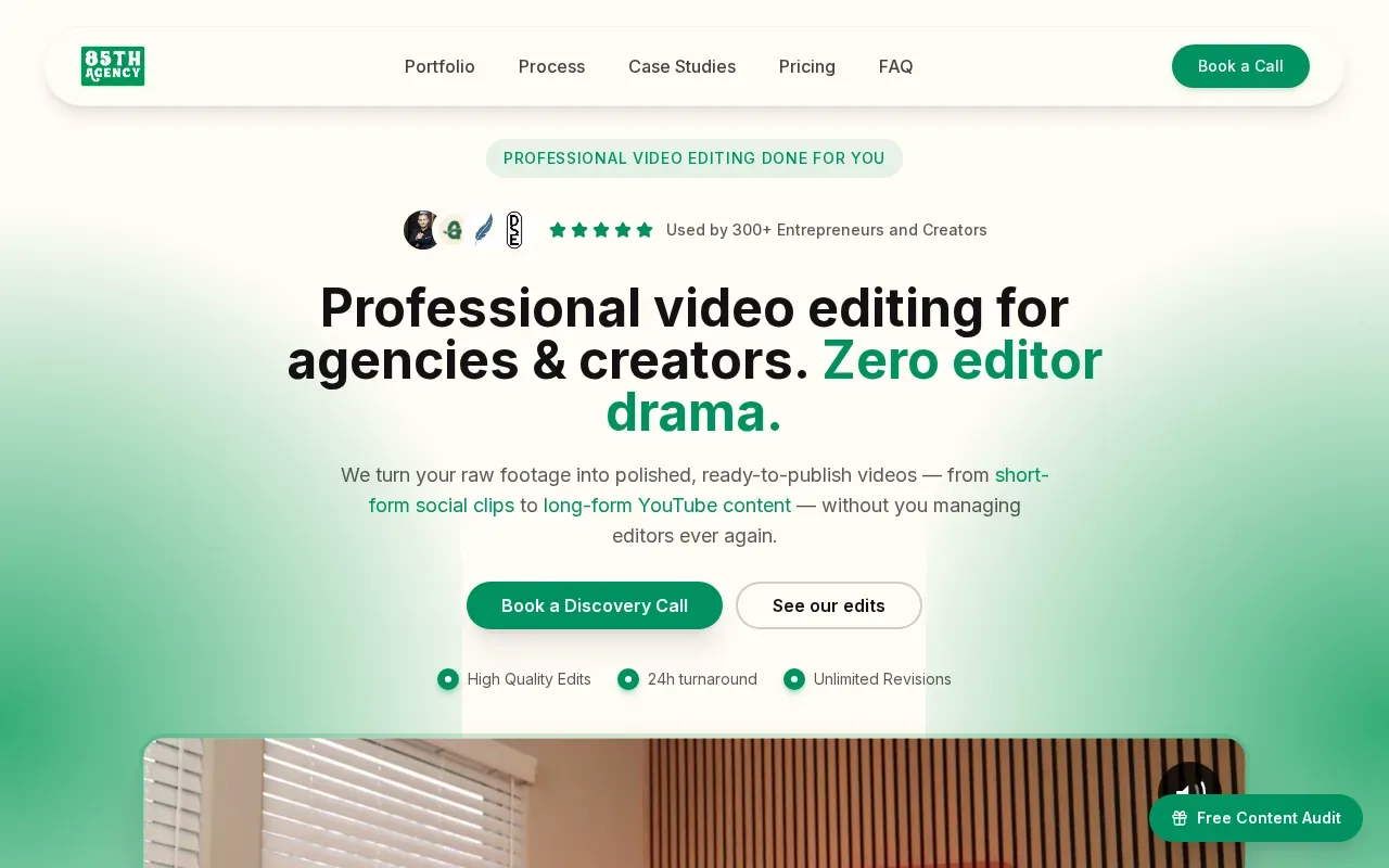 Screenshot of the 85thAgency website