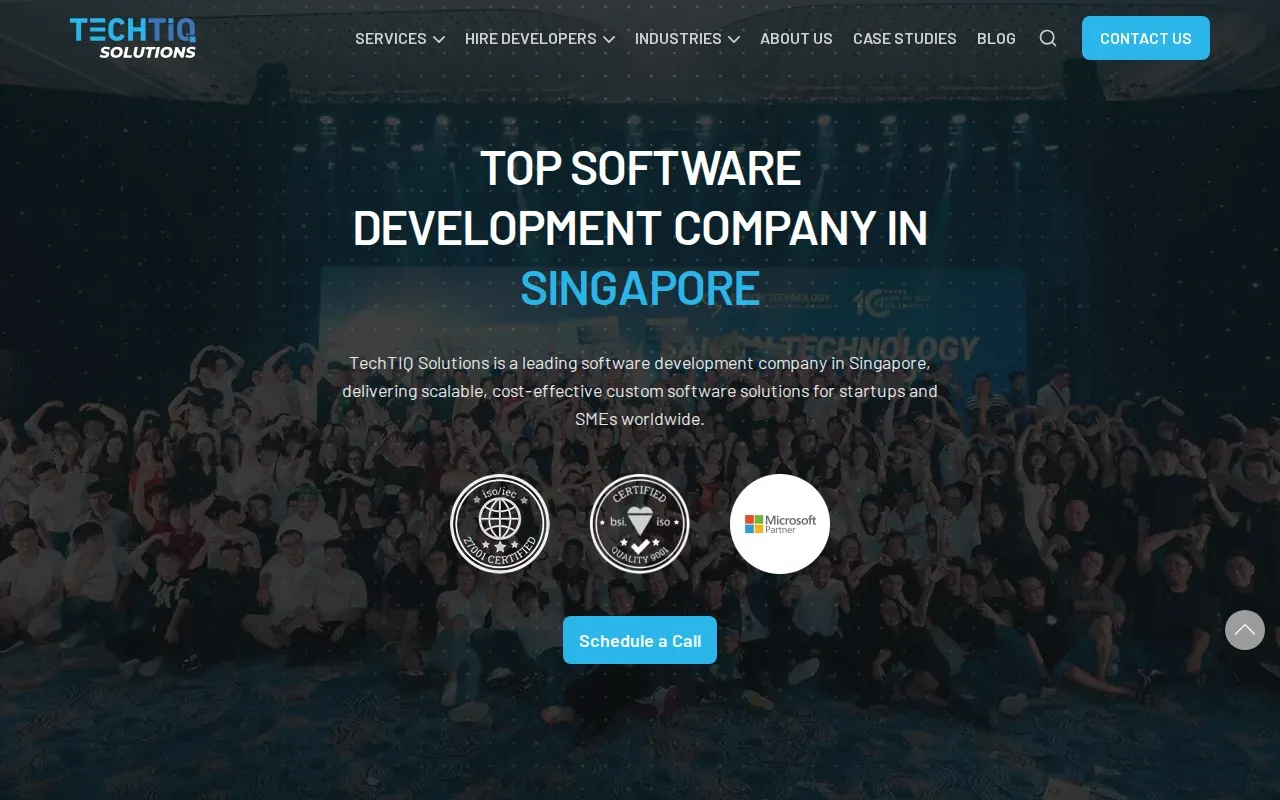 Screenshot of the TechTIQ Solutions website