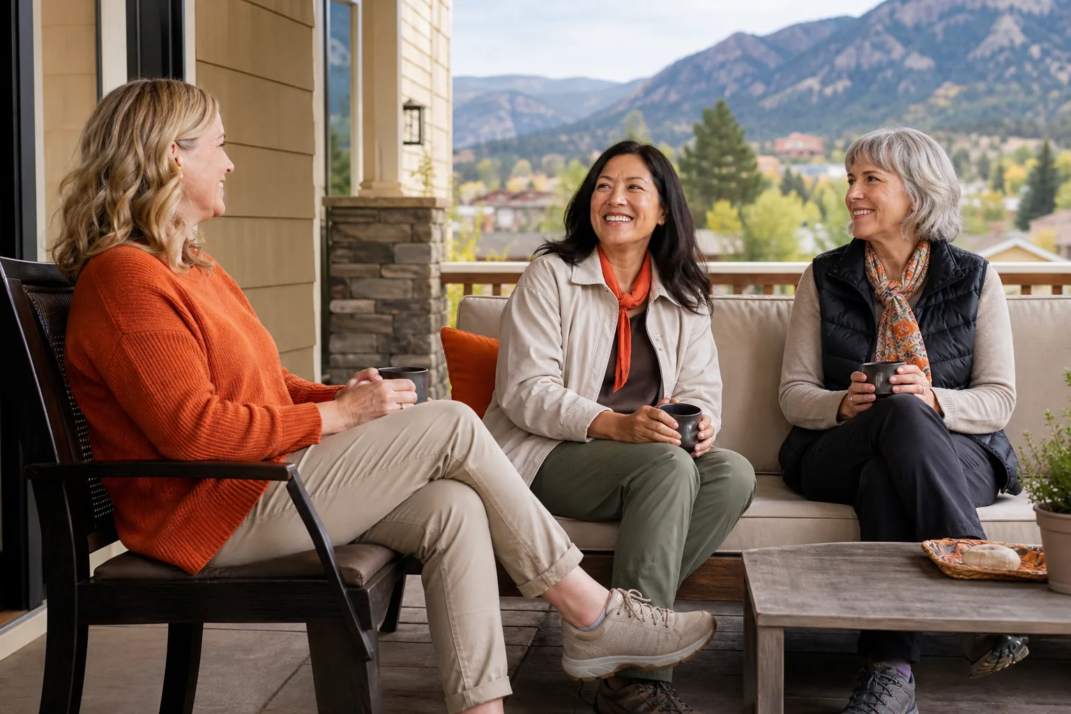 Women over 50 enjoying a comfortable weekend getaway in the United States.
