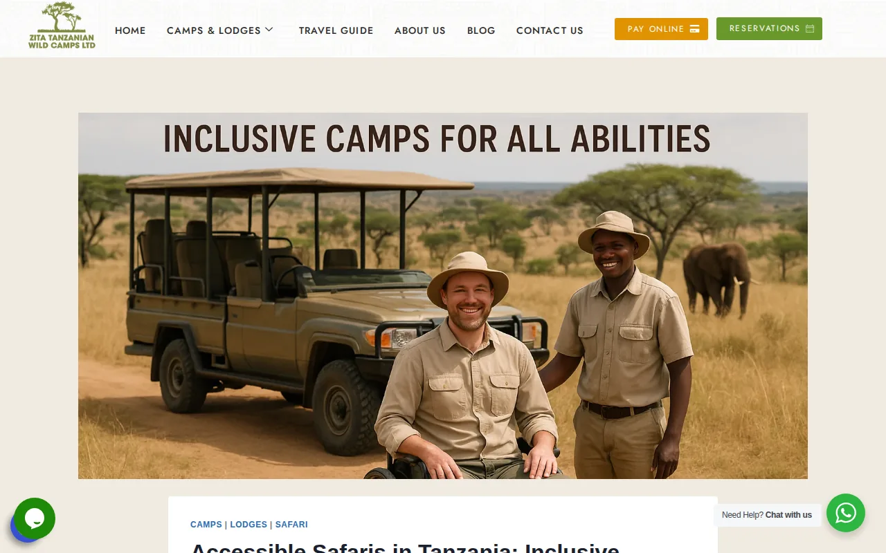 Tanzania Wild Camps: visual reference for 3. Tanzania Wild Camps — Accessible camping around the northern circuit