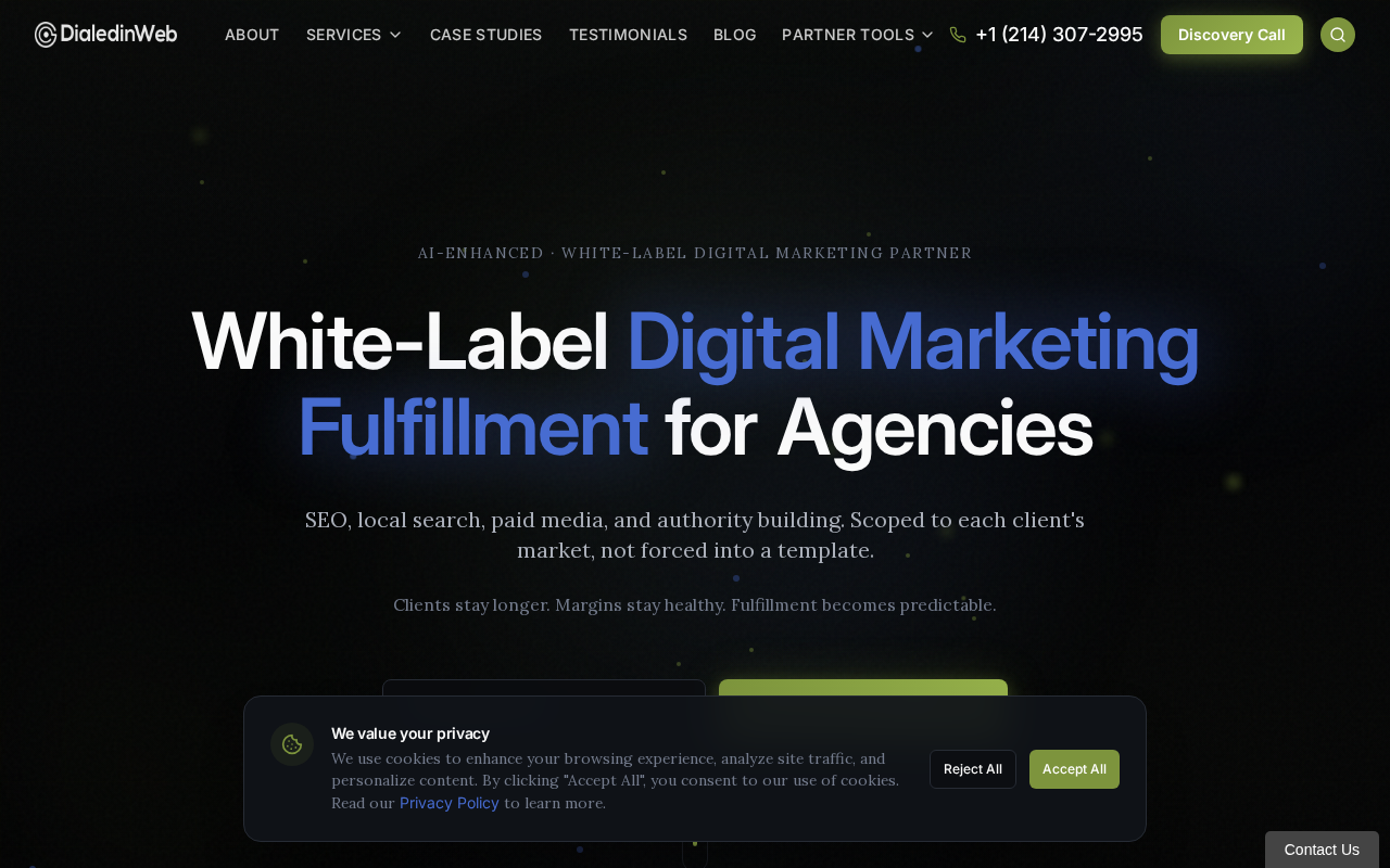 Dialed‑In Web homepage screenshot