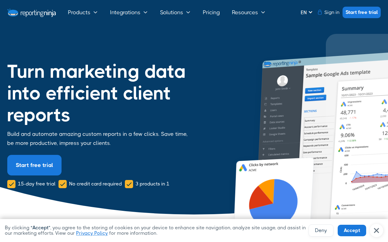 Reporting Ninja homepage screenshot