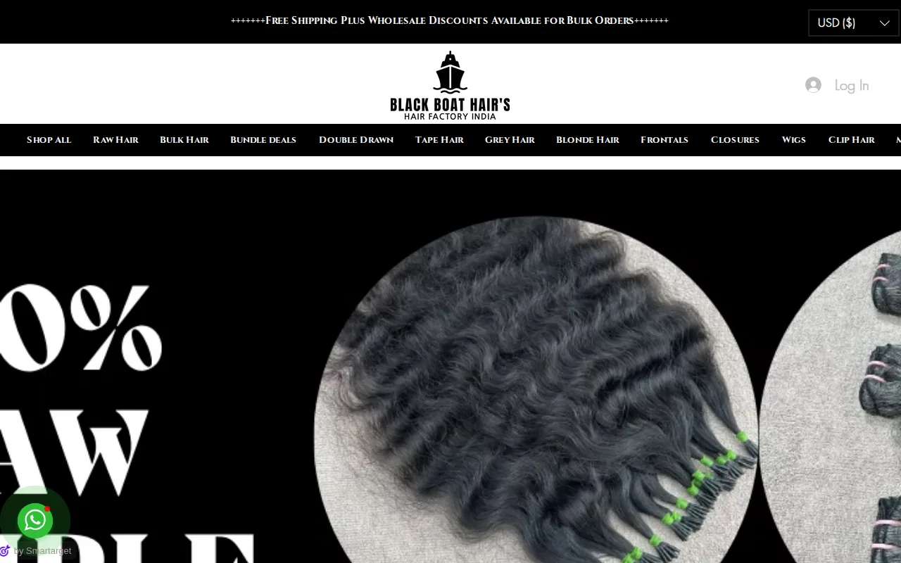 Screenshot of the Black Boat Hairs website