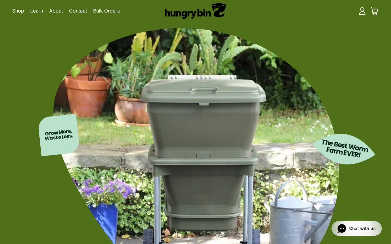 Screenshot of the Hungry Bin website