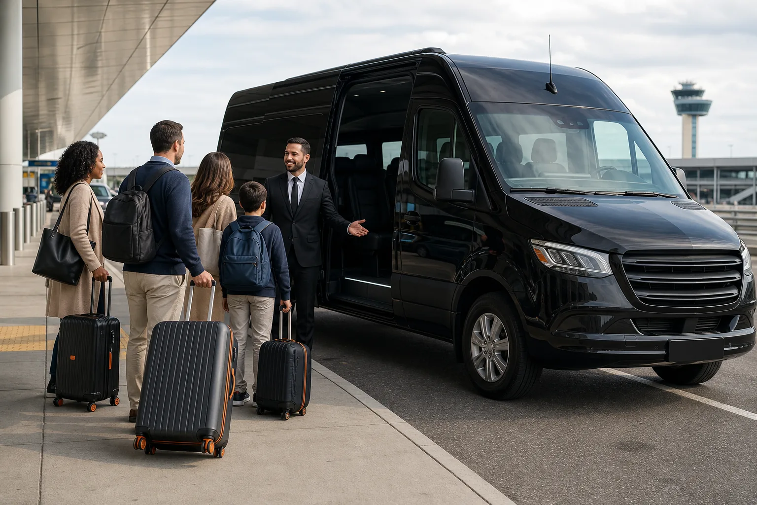 Chauffeur coordinating a private airport pickup for Manhattan travelers in New York.