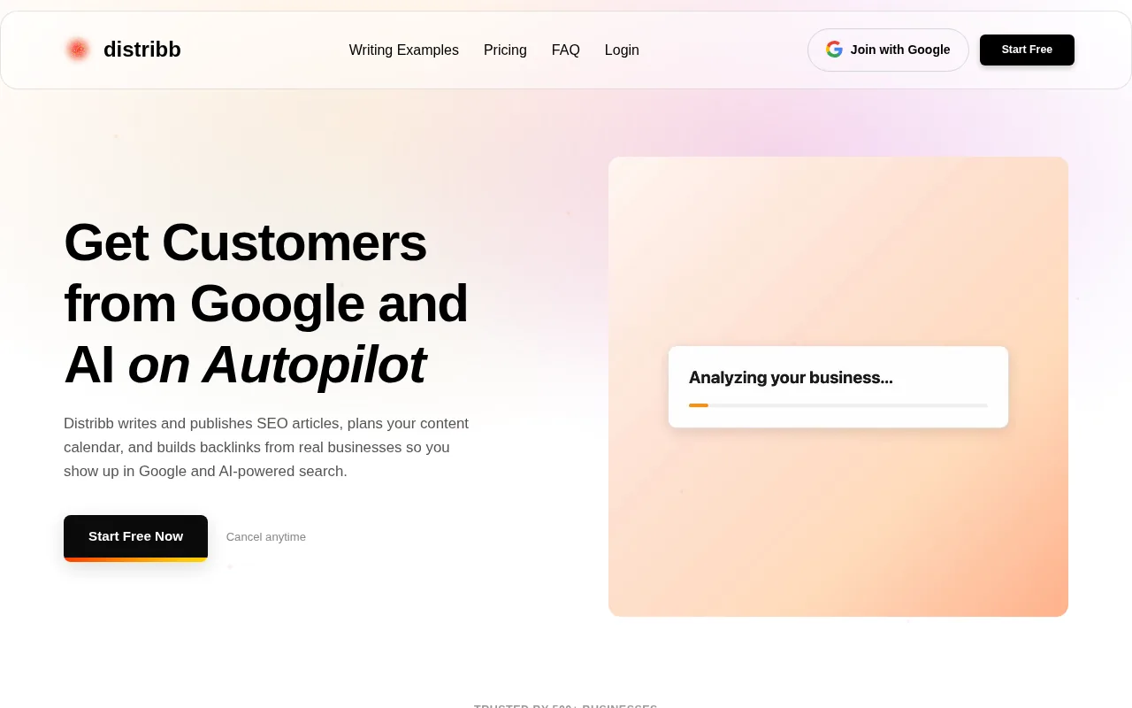 Distribb: visual reference for 1. Distribb (Our Top Pick) , AI‑Powered Blog Post Example Engine