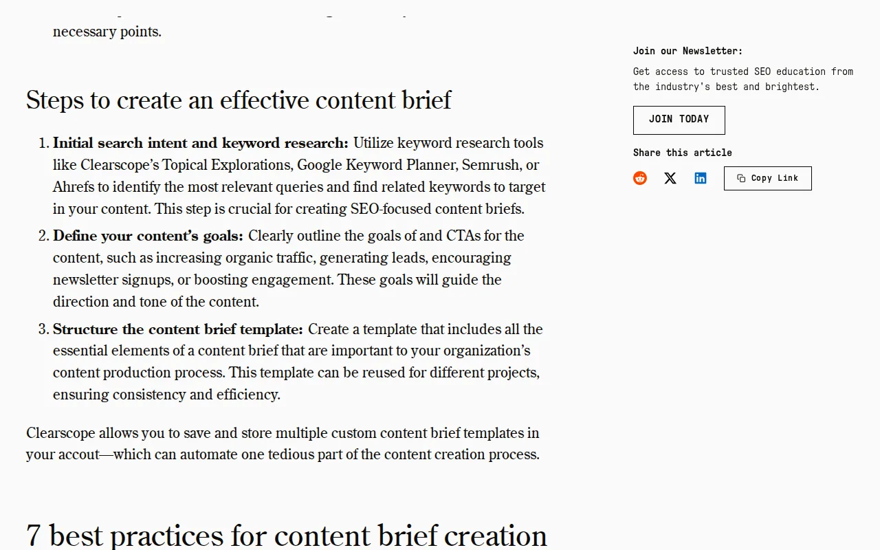 Clearscope: visual reference for 5. Clearscope , Data‑Driven Blog Example