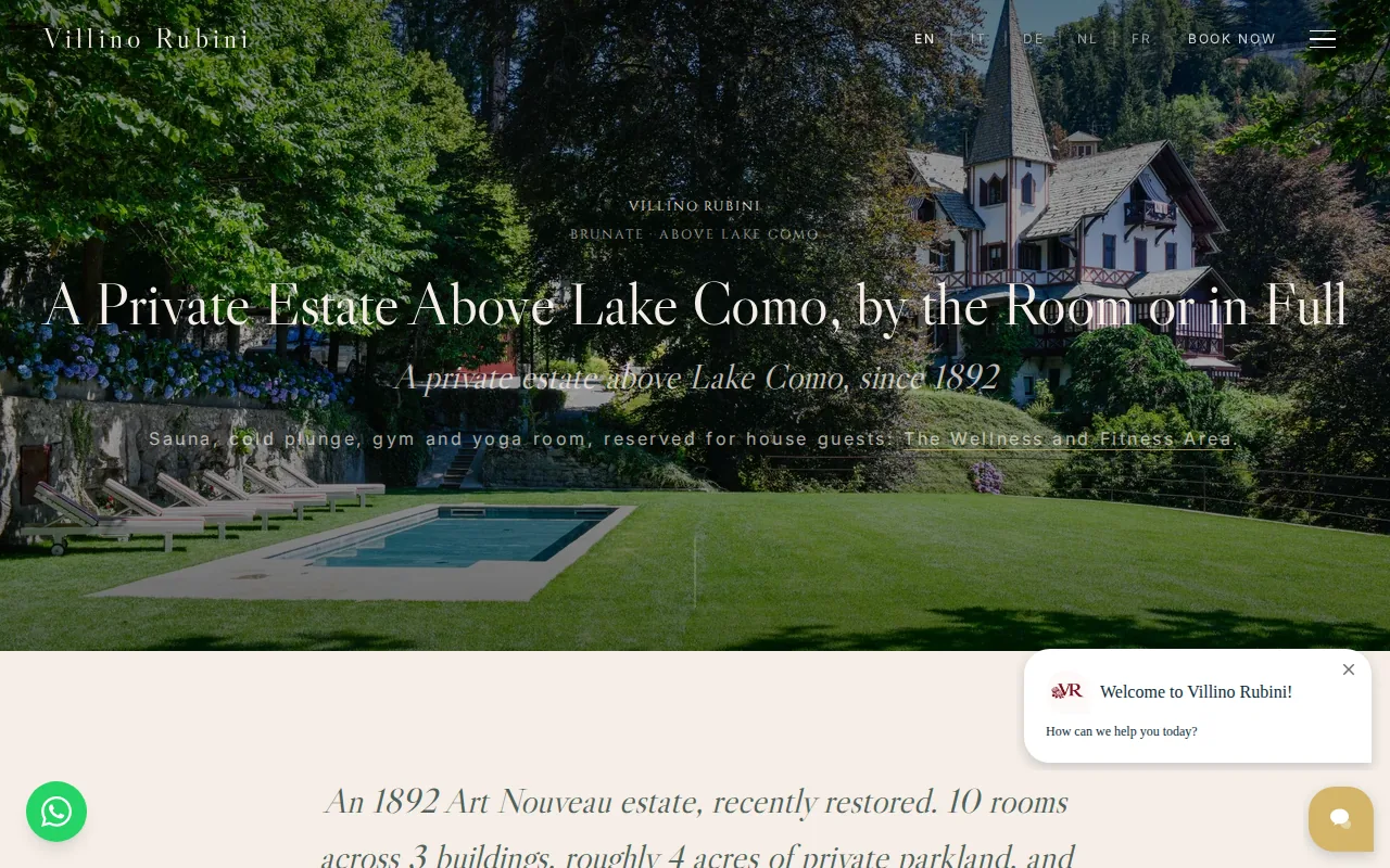 Screenshot of the Villino Rubini website