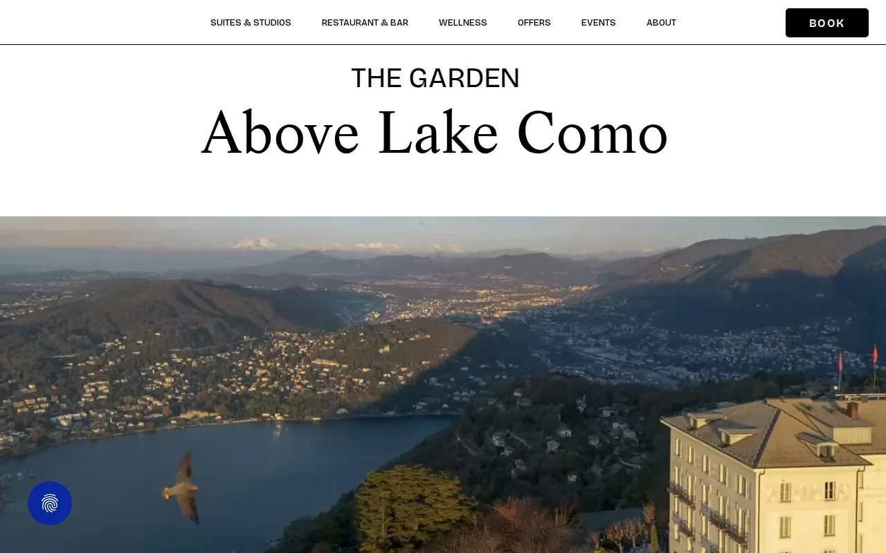 Screenshot of the Nuvole Garden Hotel website