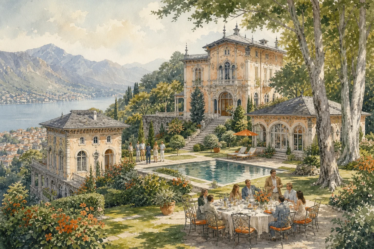 Private Brunate villa rental with gardens and heated pool