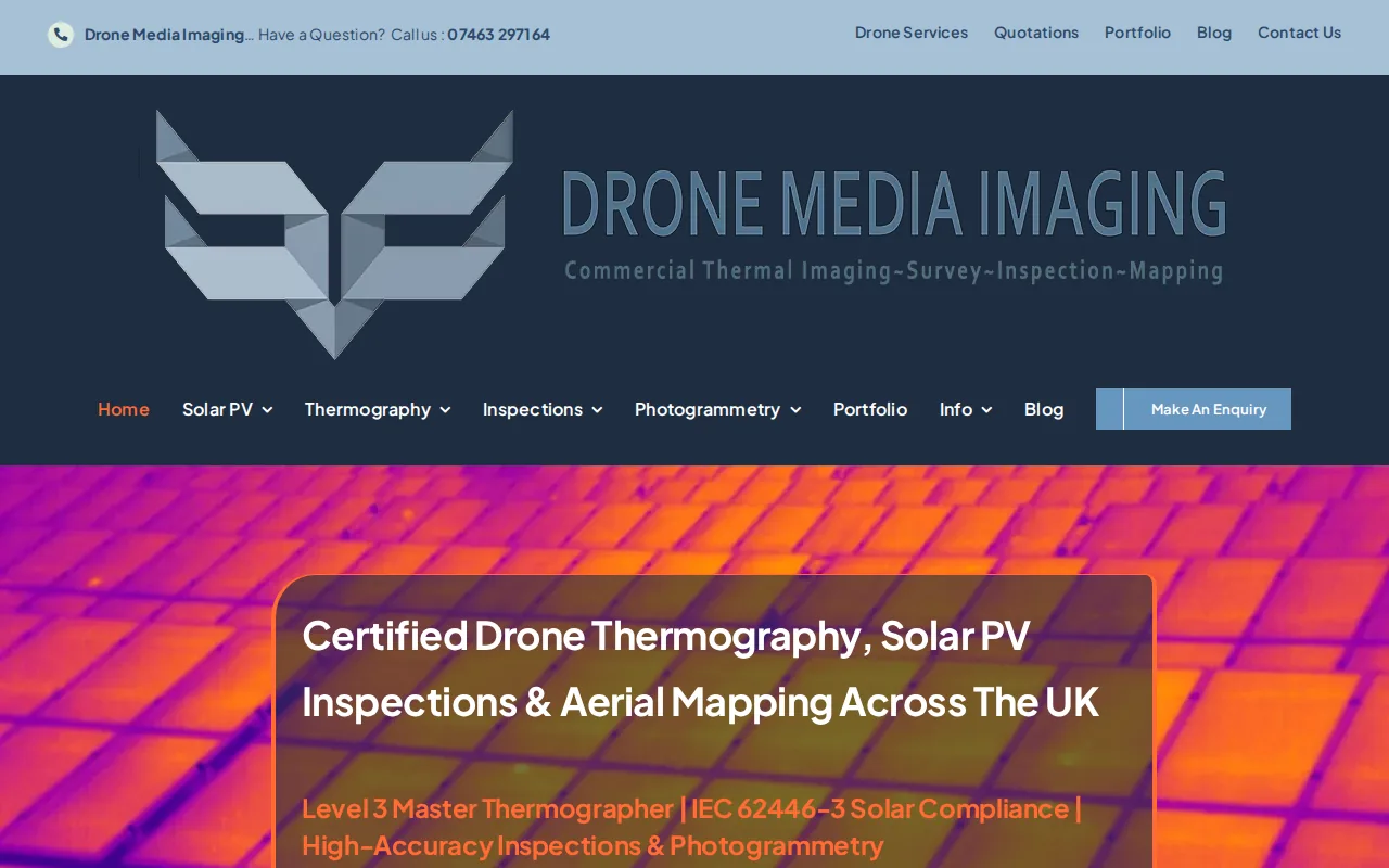 Drone Media Imaging: visual reference for 4. Drone Media Imaging – Level 3 Master Thermographer Supervised Inspections