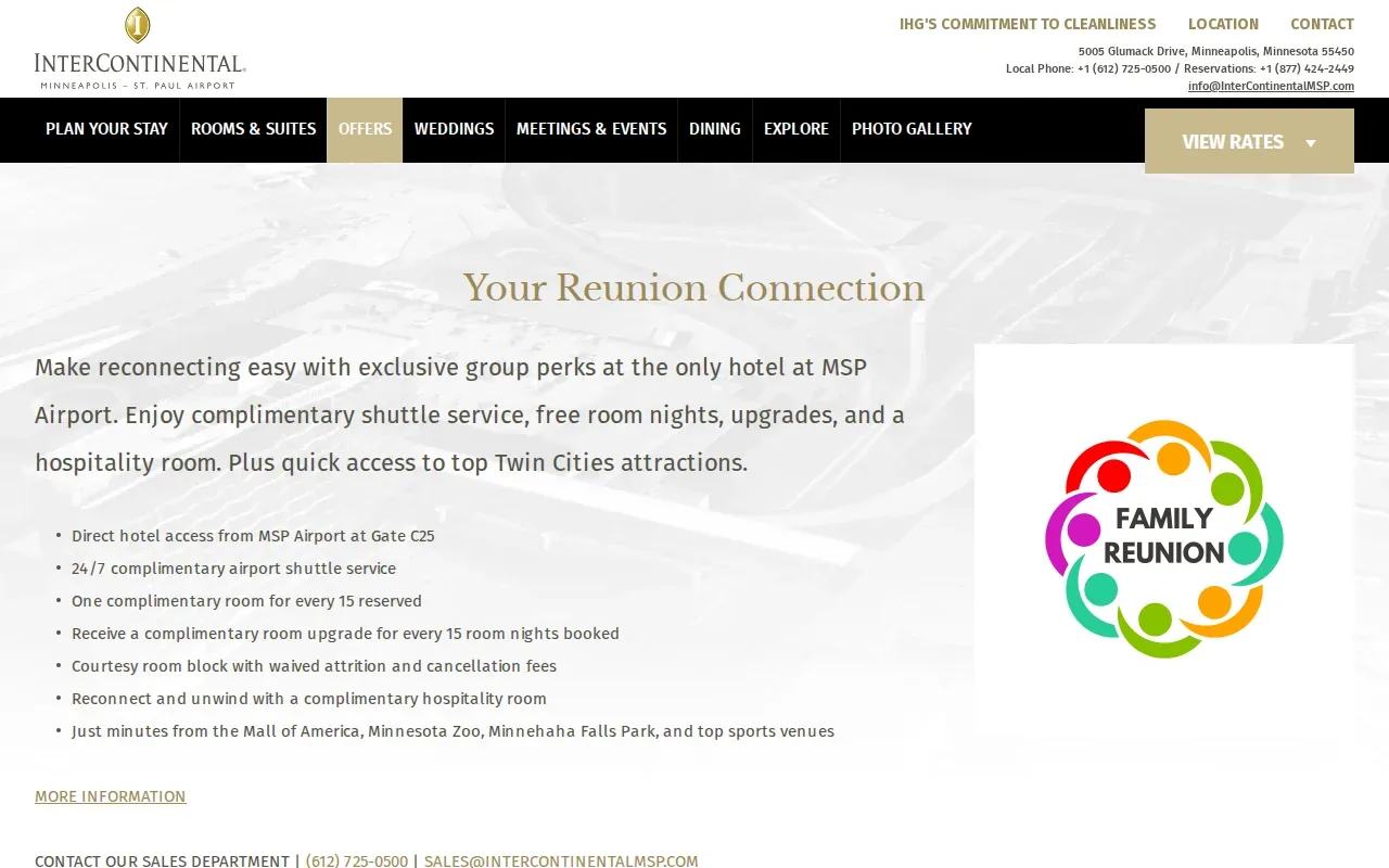 Screenshot of the Group Deals at InterContinental MSP website