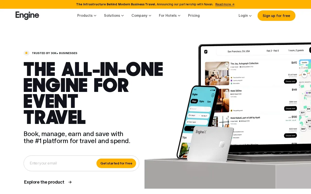 Screenshot of the Engine website