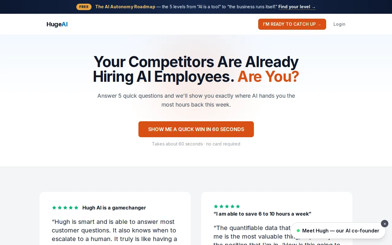 Screenshot of the Huge AI website