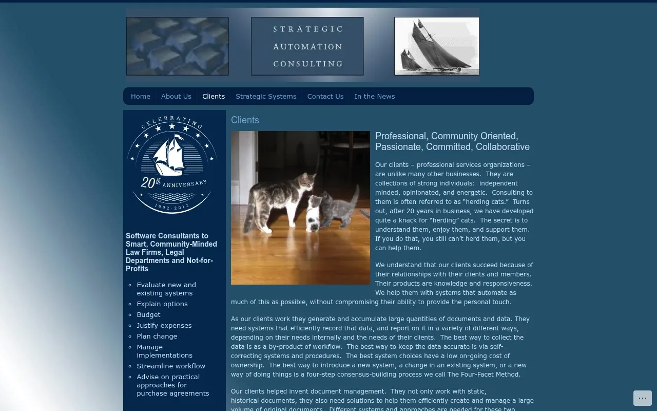 Screenshot of the Strategic Automation Advisory website