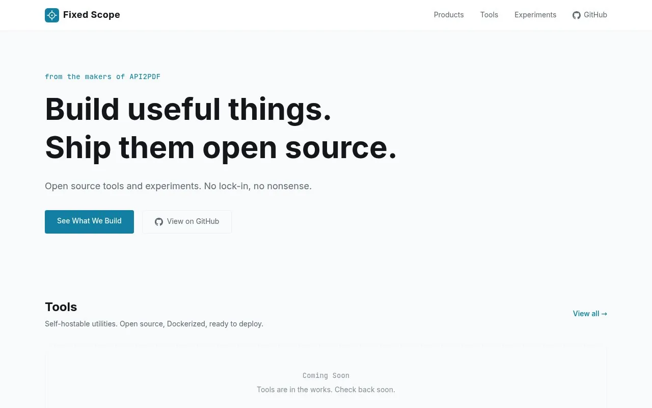 Screenshot of the Fixed-Scope Automation Projects website