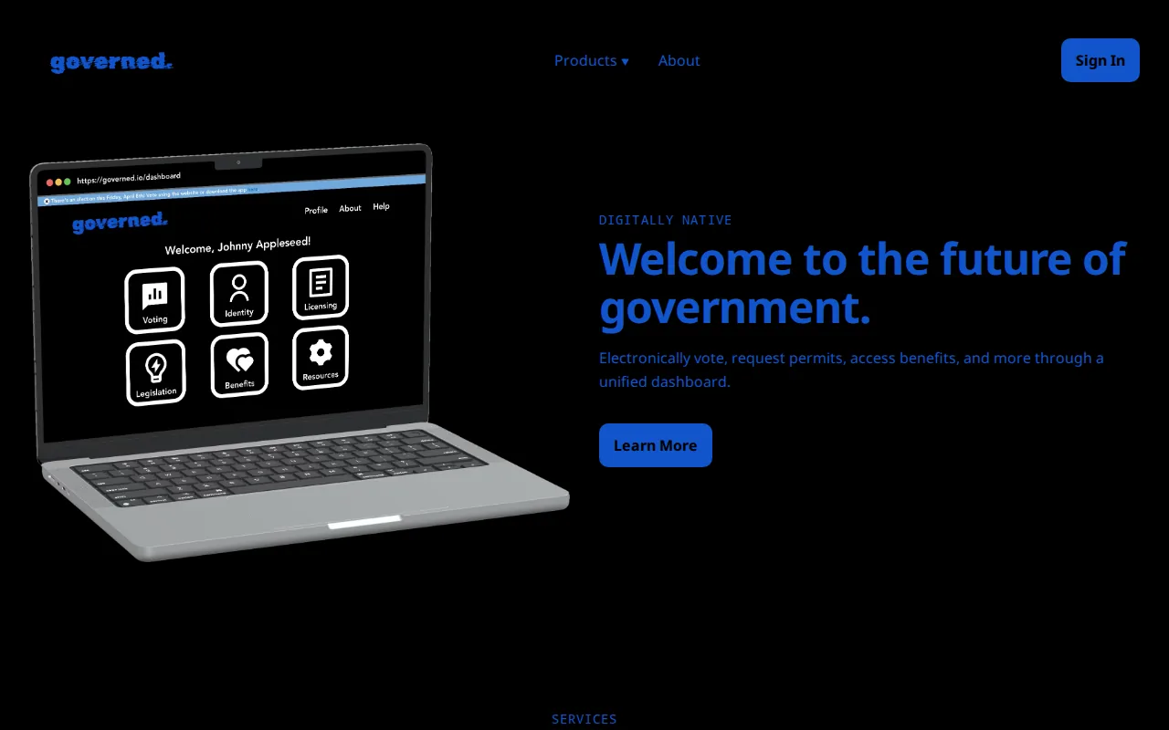 Screenshot of the Governed Document Automation Services website