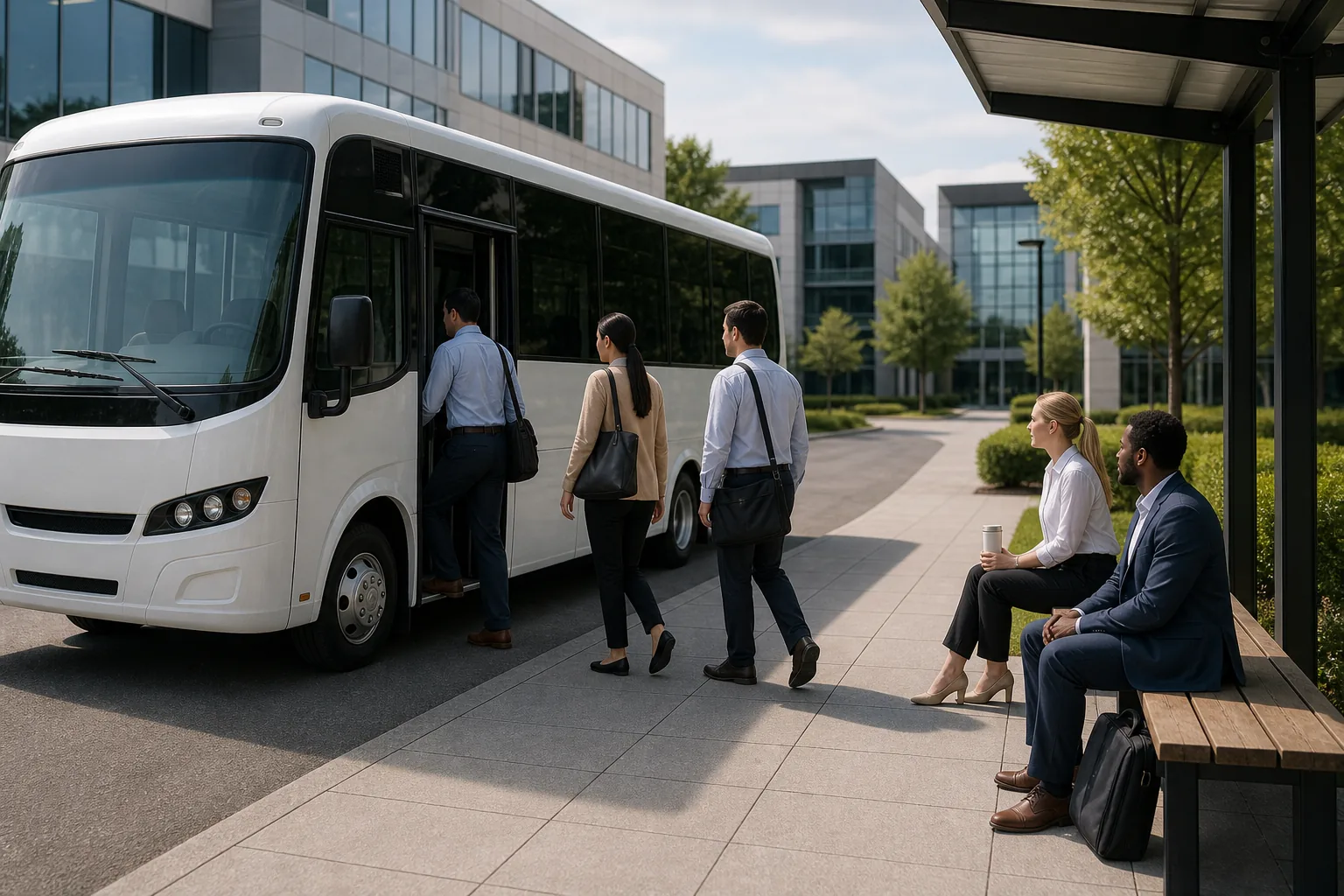 Illustration for Corporate Shuttle Bus Providers for Employee Routes
