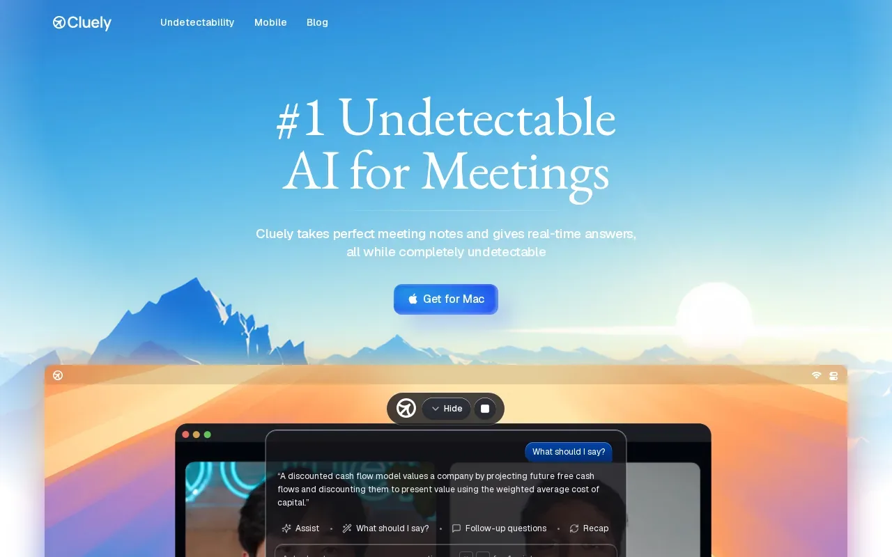 Screenshot of the Cluely website