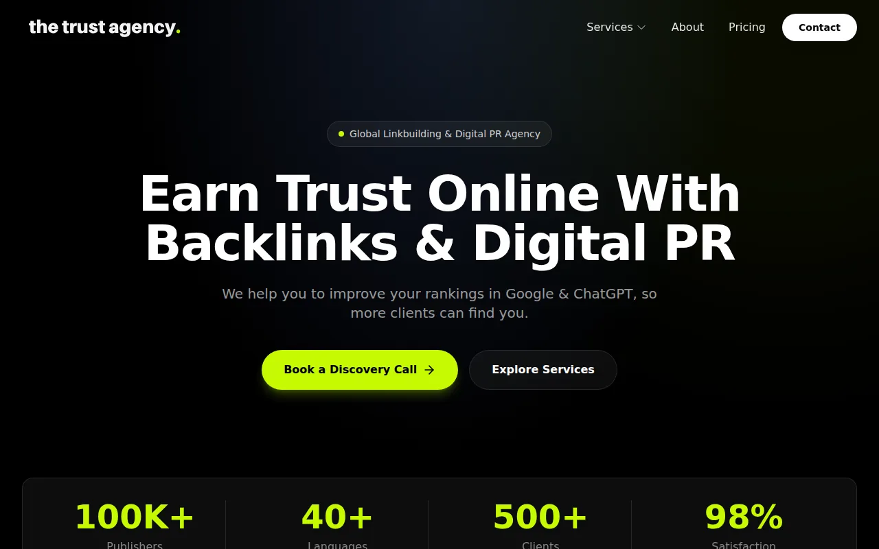 Screenshot of the The Trust Agency website