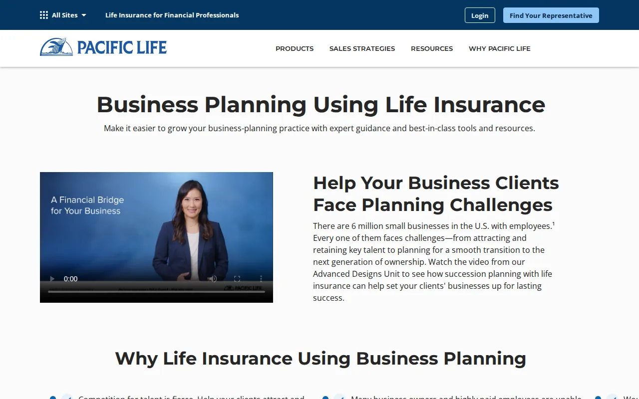 Screenshot of the Pacific Life website