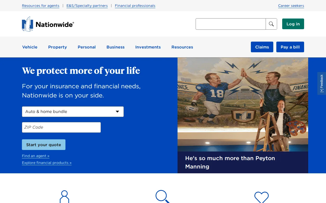 Screenshot of the Nationwide website