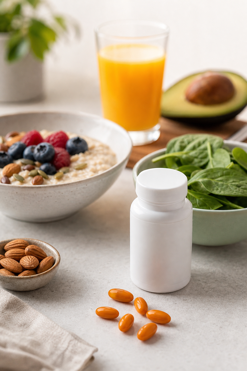 Budget eye health supplement with healthy breakfast foods