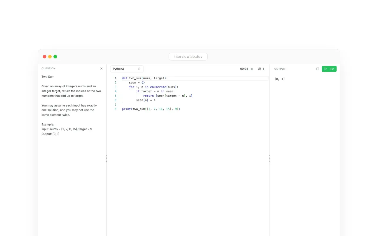 Screenshot of the InterviewLab website