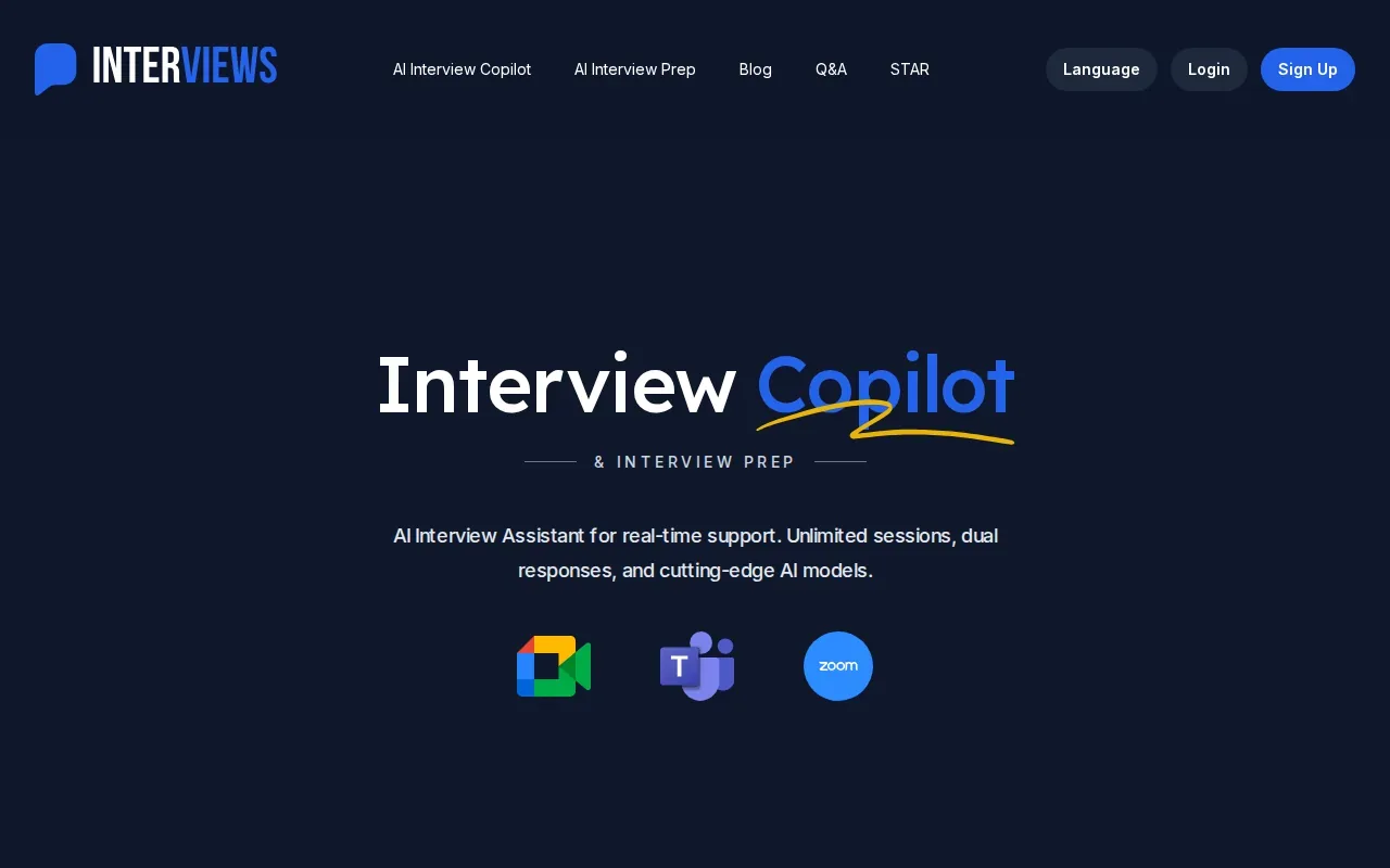 Screenshot of the Interviews.Chat website