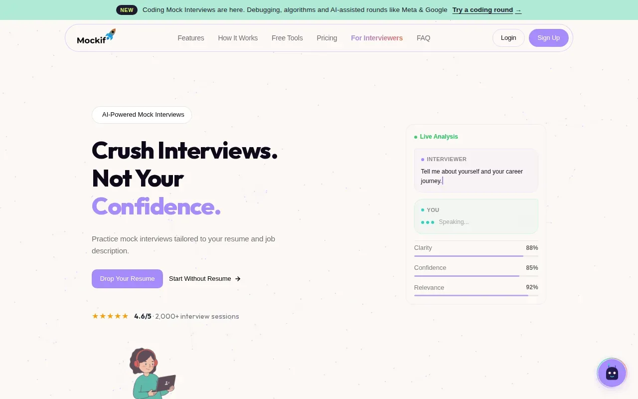 Screenshot of the MockIF website