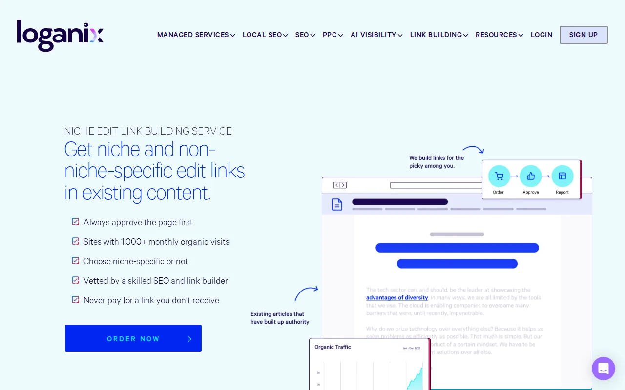 Loganix: visual reference for 3. Loganix, More control through page approval