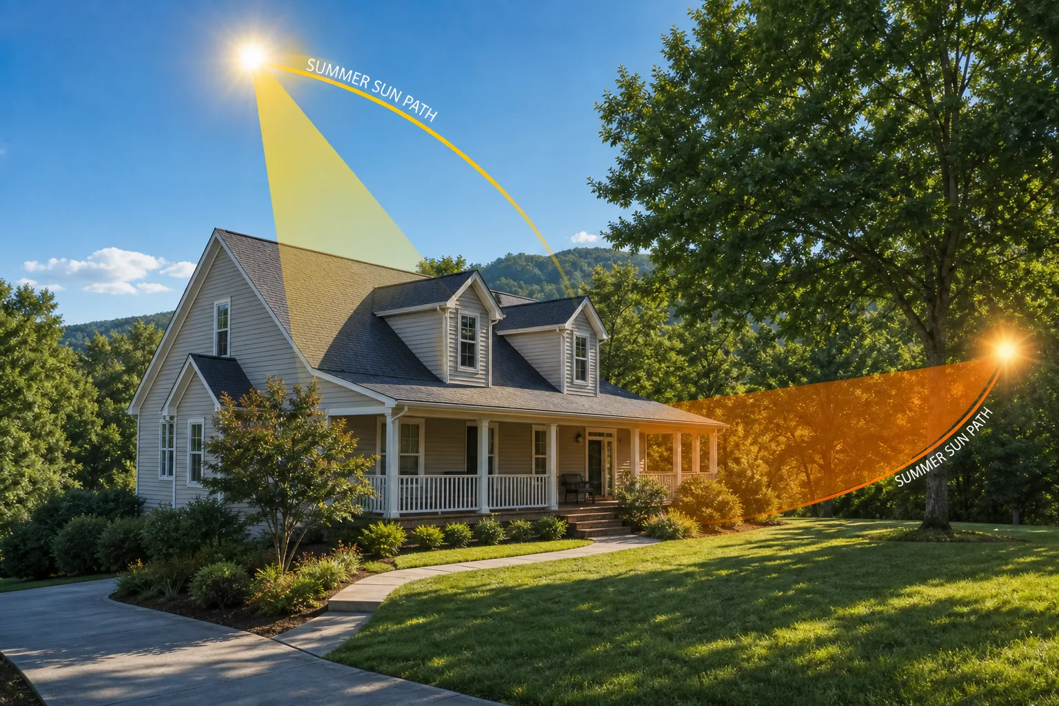 Home sunlight map showing where trees can reduce summer heat