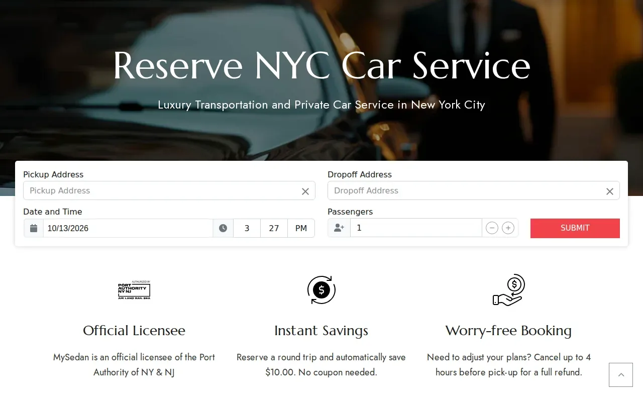 Screenshot of the My Sedan website