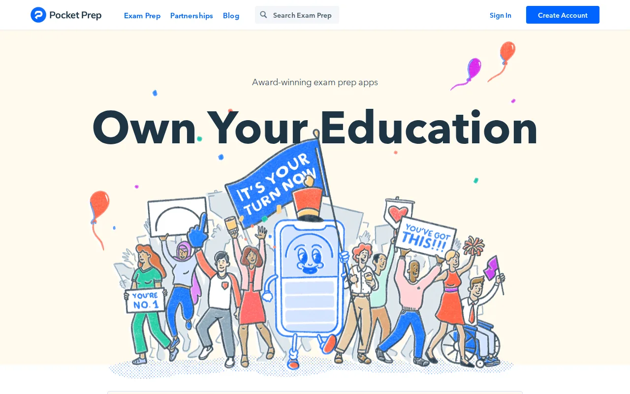 Screenshot of the Pocket Prep website