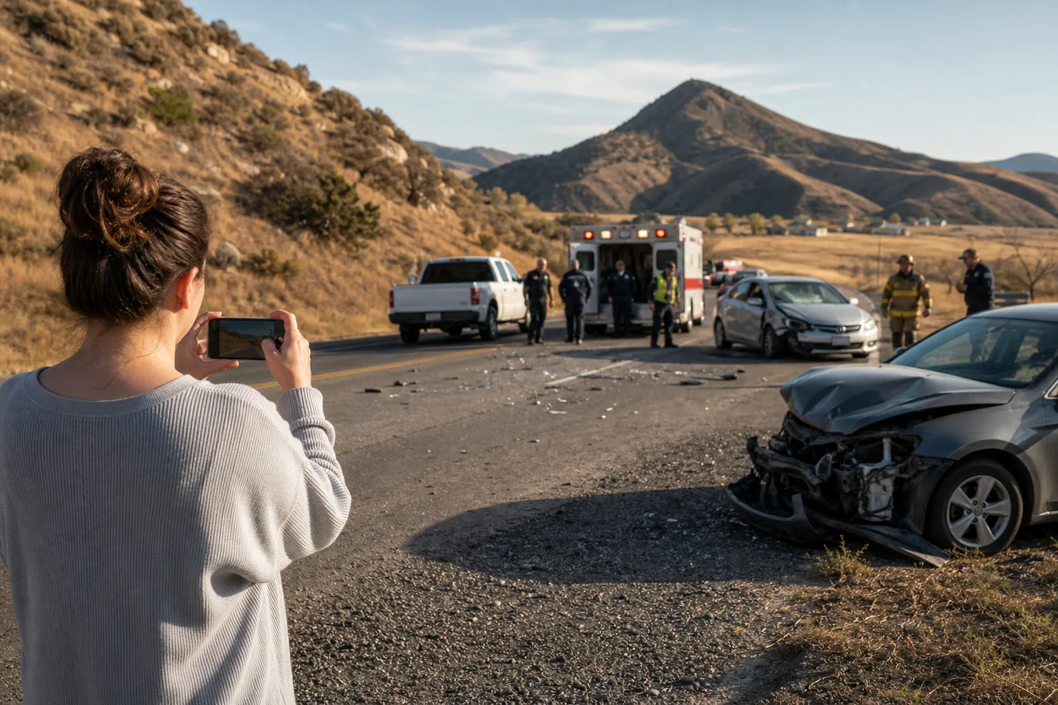 Utah car accident scene with police report and insurance claim documentation