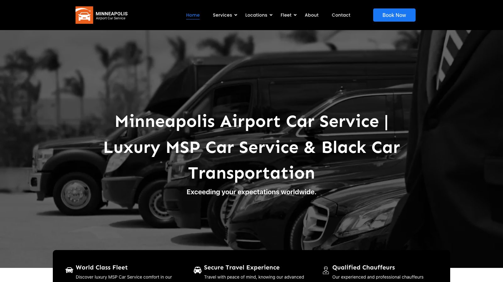 Screenshot of the Minneapolis Airport Car Service website