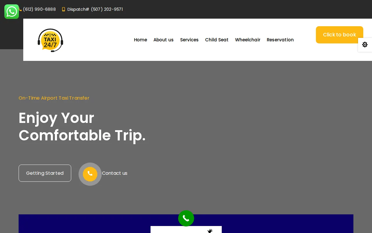 Screenshot of the MSP Airport Taxi Child Seat website