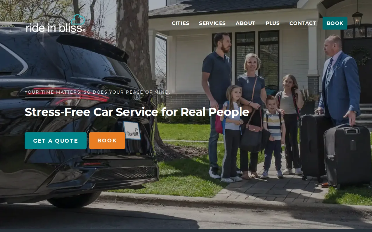 Screenshot of the Ride in Bliss website