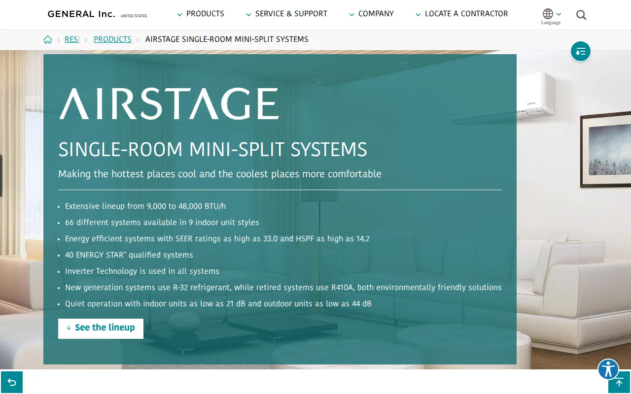 Fujitsu General: visual reference for 3. Fujitsu General, High heating efficiency for Sierra foothill winters